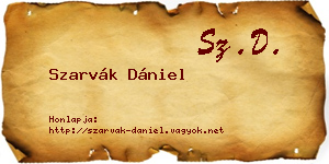 Szarvák Dániel névjegykártya